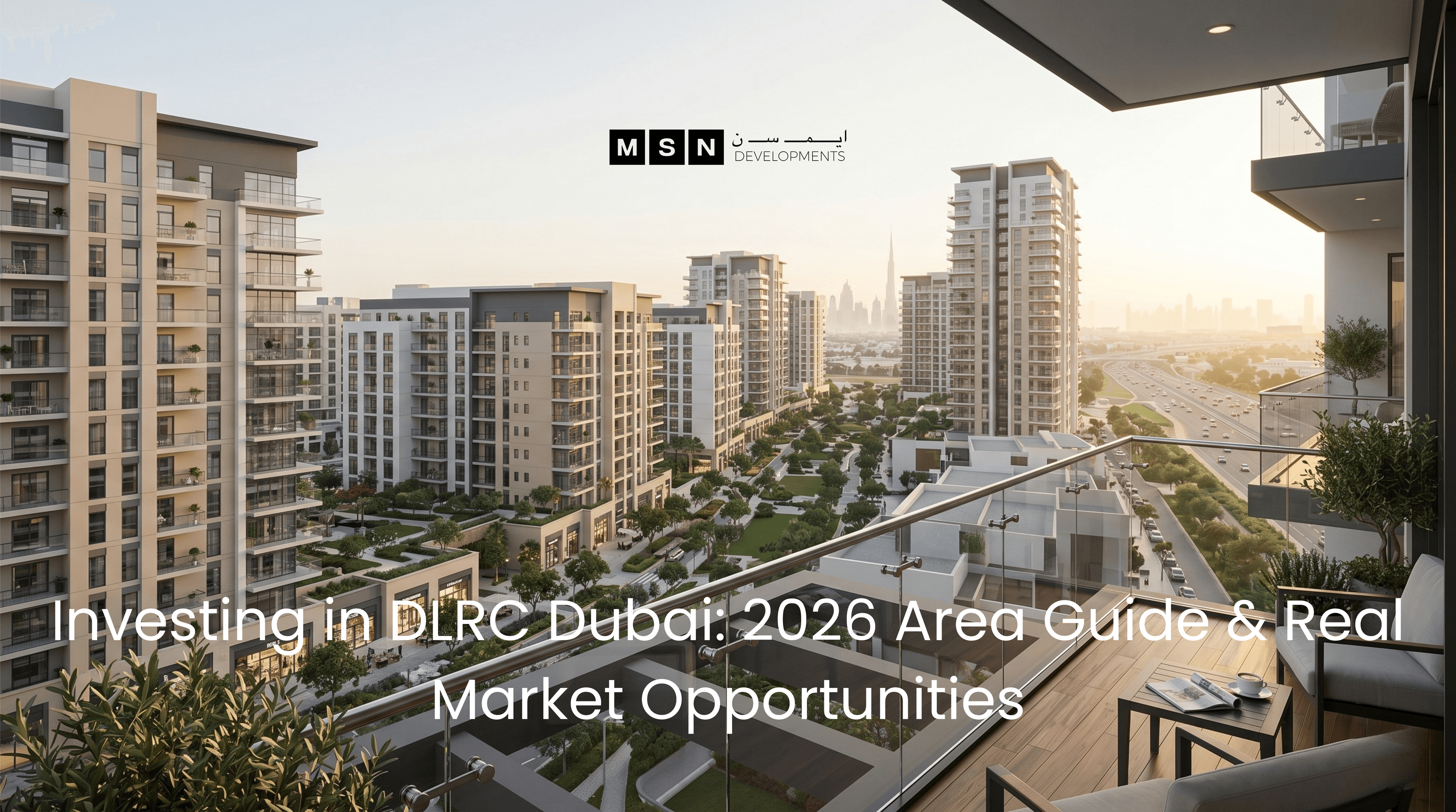 Modern Dubai Land Residence Complex skyline and residential community showcasing DLRC real estate investment opportunities in 2026.